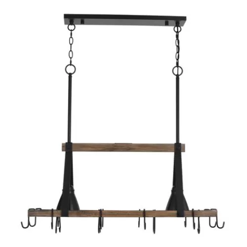 Best Deal Patriot Lighting® Elegant Home Bodhi Black & Replica Wood 2 Light Pot Rack Island Light>* Best Sale