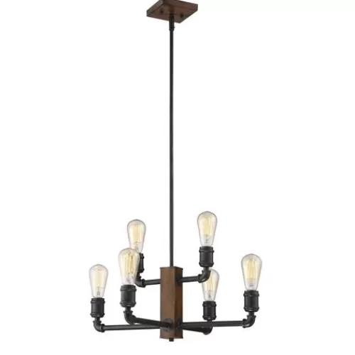 Best Deal Patriot Lighting Elegant Home Patriot Lighting® Elegant Home Steele Replica Wood With Antique Black 6-Light Chandelier>* Sale