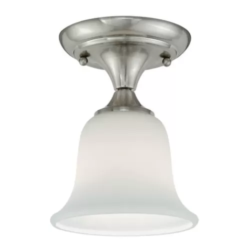 Best Deal Patriot Lighting® Paige Satin Nickel 1-Light Semi-Flush Mount Ceiling Light>* Flash Sale