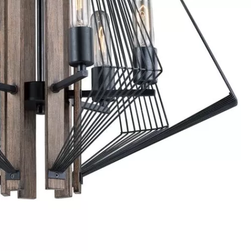 Best Pirce Patriot Lighting® Rochester 6-Light Black Iron & Brunished Oak Chandelier>* Cheap