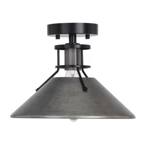 Cheapest Patriot Lighting® Ashtyn Matte Black & Charcoal Patina 1-Light Semi-Flush Mount Ceiling Light>* Shop