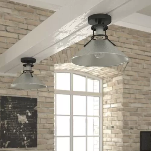 Cheapest Patriot Lighting® Ashtyn Matte Black & Charcoal Patina 1-Light Semi-Flush Mount Ceiling Light>* Shop