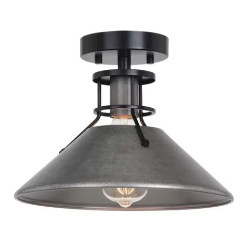 Cheapest Patriot Lighting® Ashtyn Matte Black & Charcoal Patina 1-Light Semi-Flush Mount Ceiling Light>* Shop