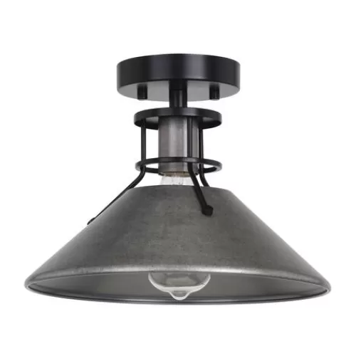 Cheapest Patriot Lighting® Ashtyn Matte Black & Charcoal Patina 1-Light Semi-Flush Mount Ceiling Light>* Shop