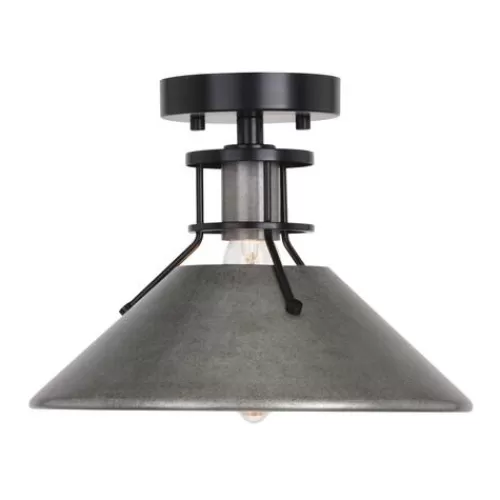 Cheapest Patriot Lighting® Ashtyn Matte Black & Charcoal Patina 1-Light Semi-Flush Mount Ceiling Light>* Shop