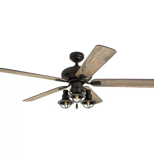 Flash Sale Patriot Lighting™ Crown Point 52″ Matte Black Industrial Indoor Led Ceiling Fan>* Discount
