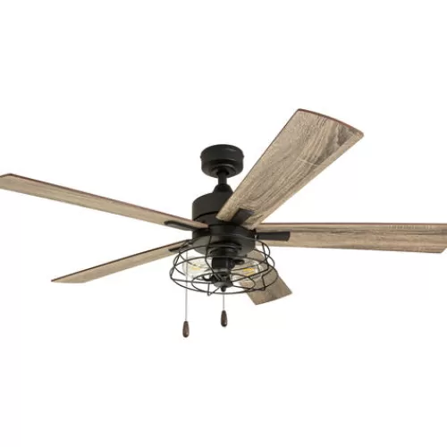 Hot Sale Patriot Lighting™ Miller Station 52″ Matte Black Industrial Indoor Led Ceiling Fan>* Best