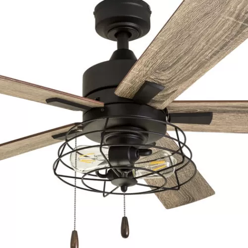 Hot Sale Patriot Lighting™ Miller Station 52″ Matte Black Industrial Indoor Led Ceiling Fan>* Best