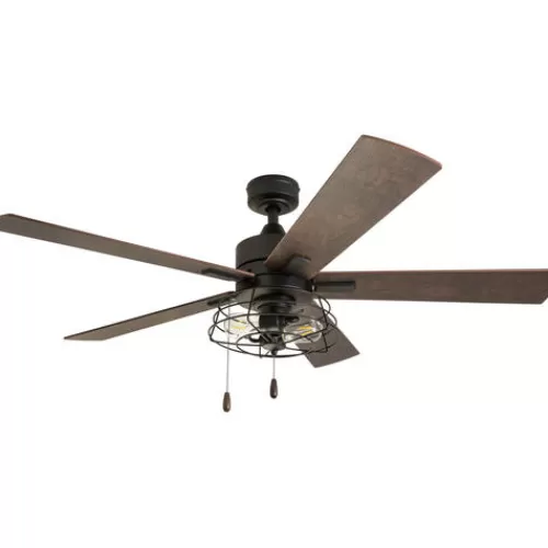 Hot Sale Patriot Lighting™ Miller Station 52″ Matte Black Industrial Indoor Led Ceiling Fan>* Best